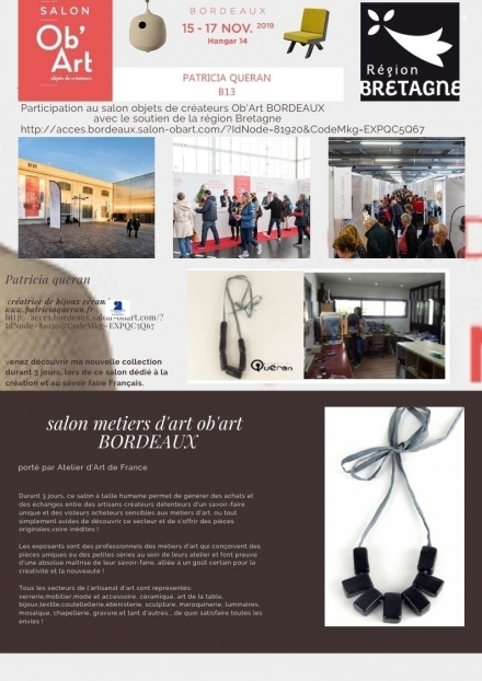 salon Ob'Art bordeaux 2019 -  BIJOU  PATRICIA QUERAN 